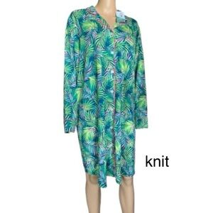 LANDSEND Wms Plus Comfort Knit Soft Breathable Pajama Nightshirt Cover Up Robe